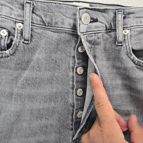 Agolde Nico High Rise Slim Jeans Womens 31 Raw Hem Ankle Button Fly Chime Gray - Picture 3 of 11